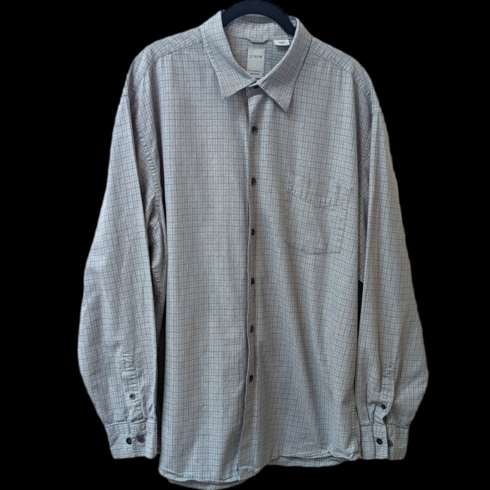 J. Crew Men's Grey Check Button-up 100% Cotton Longsleeve Shirt (XL)